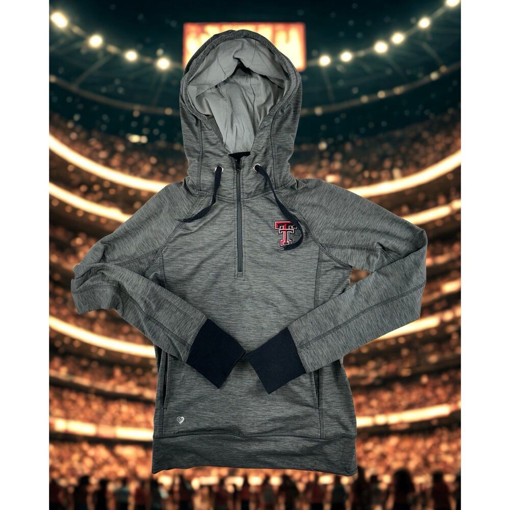 Texas Tech Red Raiders Colosseum Womens Hoodie Small Gray 1/4 Zip Long Sleeve